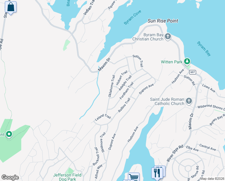 map of restaurants, bars, coffee shops, grocery stores, and more near 21 Oklahoma Trail in Hopatcong
