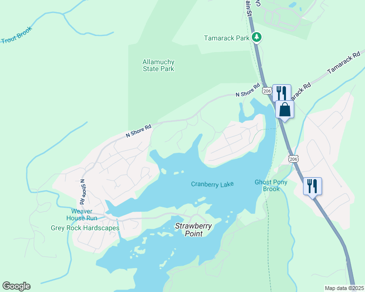 map of restaurants, bars, coffee shops, grocery stores, and more near 11 Dennis Hill Road in Byram Township