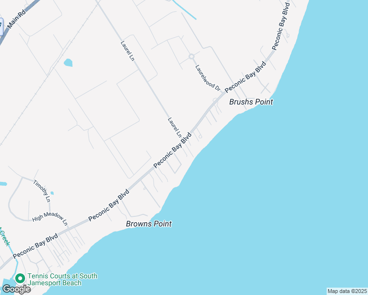 map of restaurants, bars, coffee shops, grocery stores, and more near 1659 Peconic Bay Boulevard in Laurel