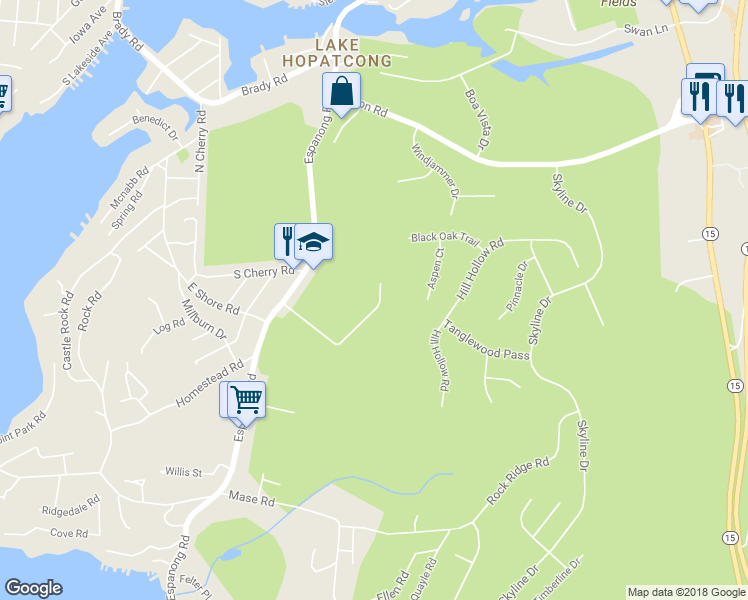 map of restaurants, bars, coffee shops, grocery stores, and more near 19 Winding Ridge Road in Jefferson