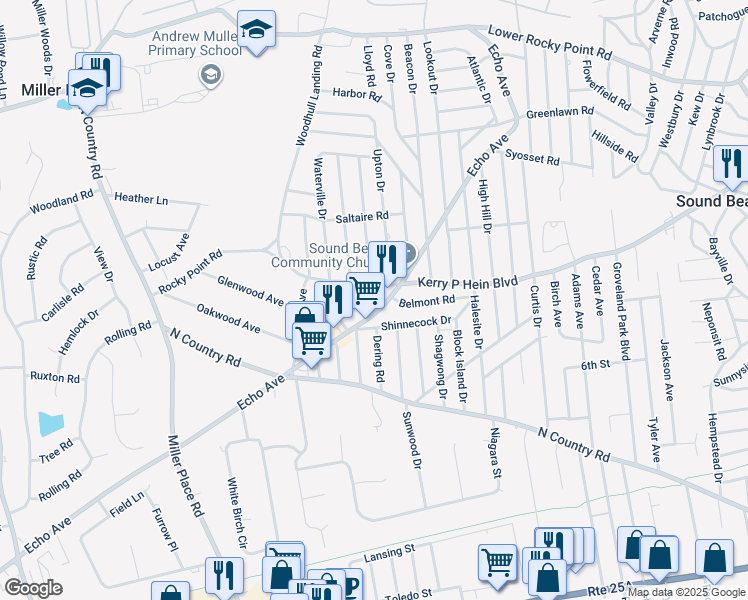 map of restaurants, bars, coffee shops, grocery stores, and more near 287 Echo Avenue in Sound Beach