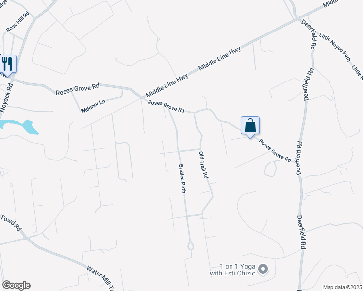 map of restaurants, bars, coffee shops, grocery stores, and more near 40 Bridies Path in Southampton