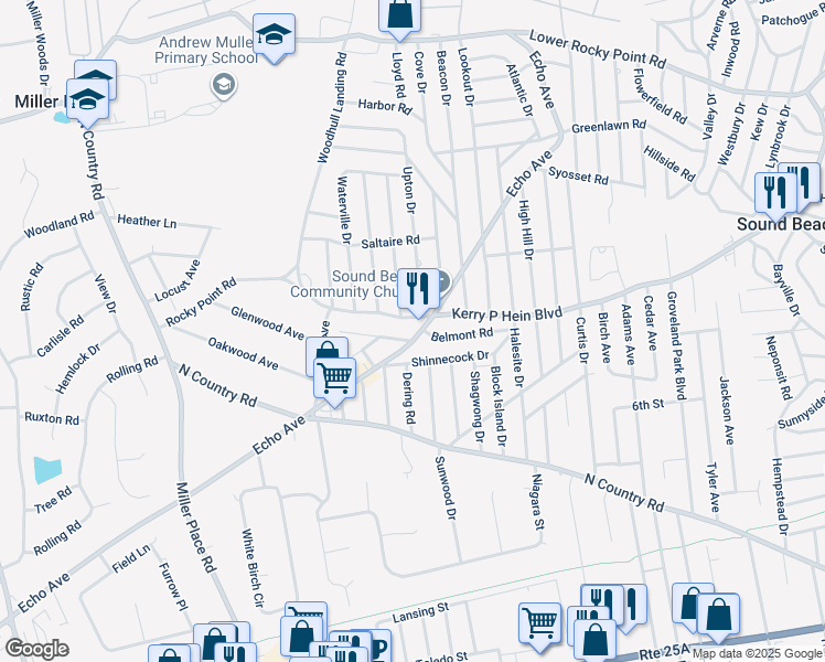 map of restaurants, bars, coffee shops, grocery stores, and more near 287 Echo Avenue in Sound Beach