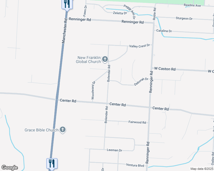 map of restaurants, bars, coffee shops, grocery stores, and more near 5865 Bolender Road in Akron