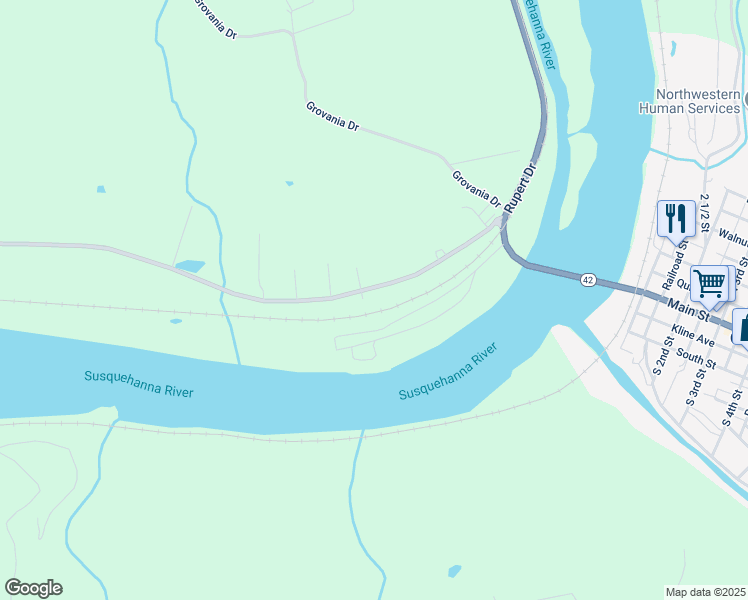 map of restaurants, bars, coffee shops, grocery stores, and more near 152 Legion Road in Bloomsburg