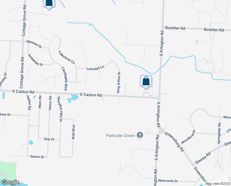 map of restaurants, bars, coffee shops, grocery stores, and more near 4498 King Arthur Drive in Uniontown