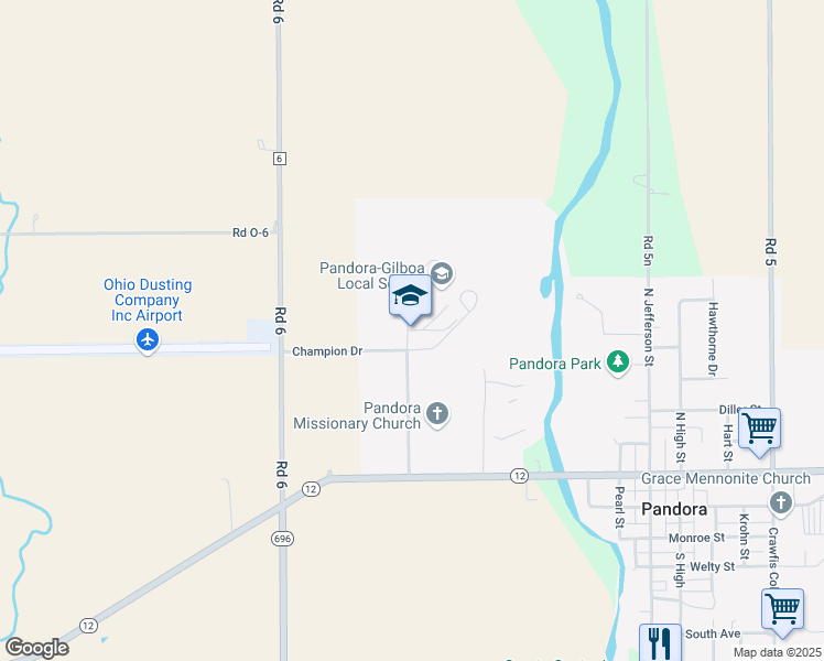 map of restaurants, bars, coffee shops, grocery stores, and more near 410 Rocket Ridge in Pandora