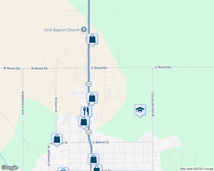 map of restaurants, bars, coffee shops, grocery stores, and more near Milissa Lane in Rensselaer