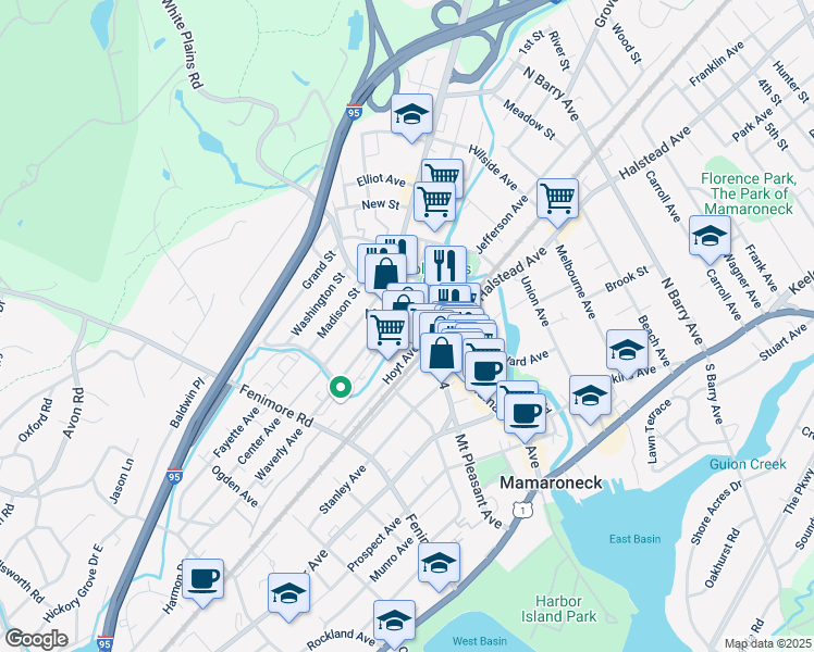 map of restaurants, bars, coffee shops, grocery stores, and more near 540 Mamaroneck Avenue in Mamaroneck