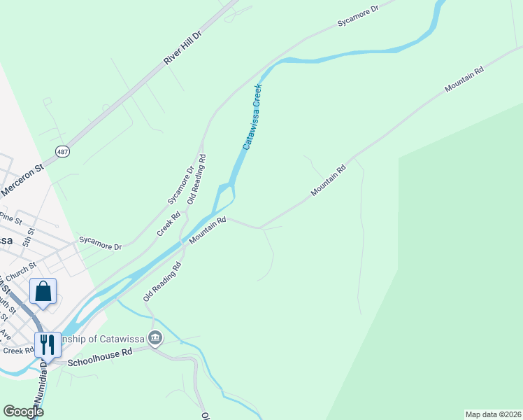 map of restaurants, bars, coffee shops, grocery stores, and more near 183 Mountain Rd in Catawissa
