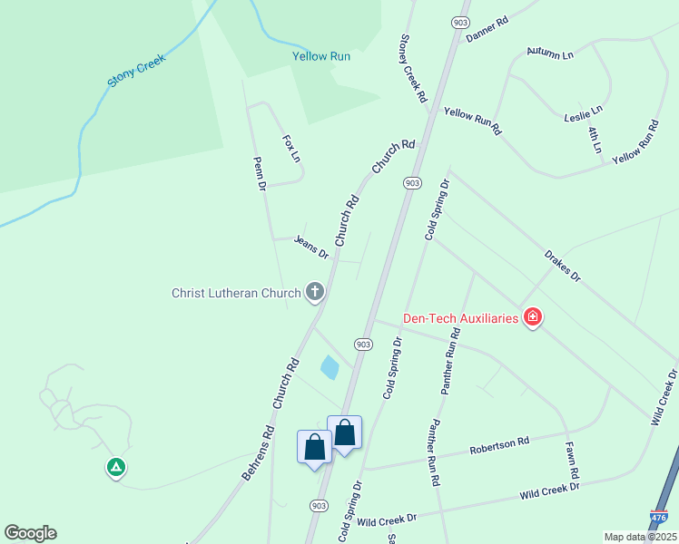 map of restaurants, bars, coffee shops, grocery stores, and more near 210 Church Road in Jim Thorpe