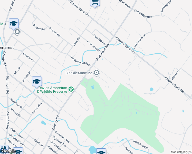 map of restaurants, bars, coffee shops, grocery stores, and more near 115 Bellaire Drive in Demarest