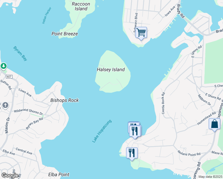 map of restaurants, bars, coffee shops, grocery stores, and more near 42 Halsey Oval in Jefferson