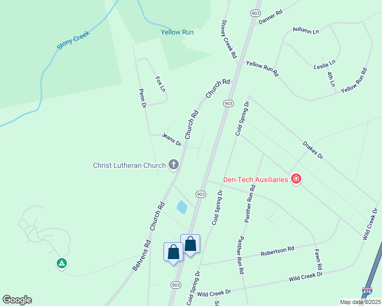 map of restaurants, bars, coffee shops, grocery stores, and more near 210 Church Road in Jim Thorpe