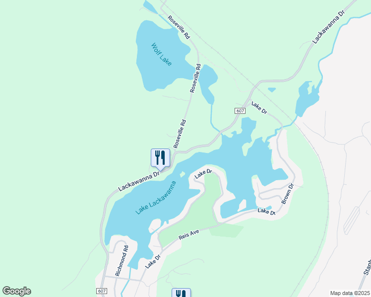 map of restaurants, bars, coffee shops, grocery stores, and more near 187 Lackawanna Drive in Stanhope