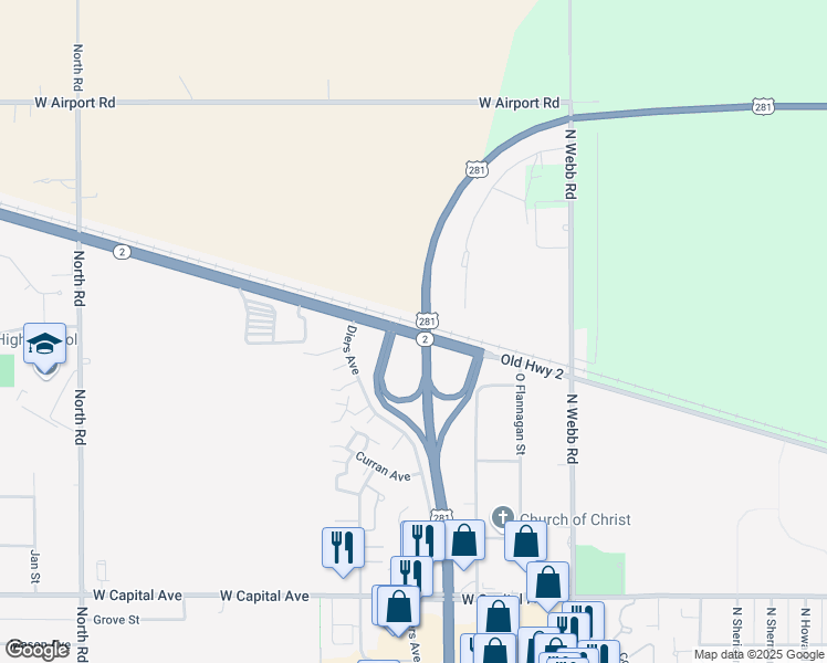 map of restaurants, bars, coffee shops, grocery stores, and more near 900 Nebraska 2 in Grand Island