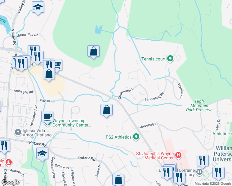 map of restaurants, bars, coffee shops, grocery stores, and more near 502 Hamburg Turnpike in Wayne