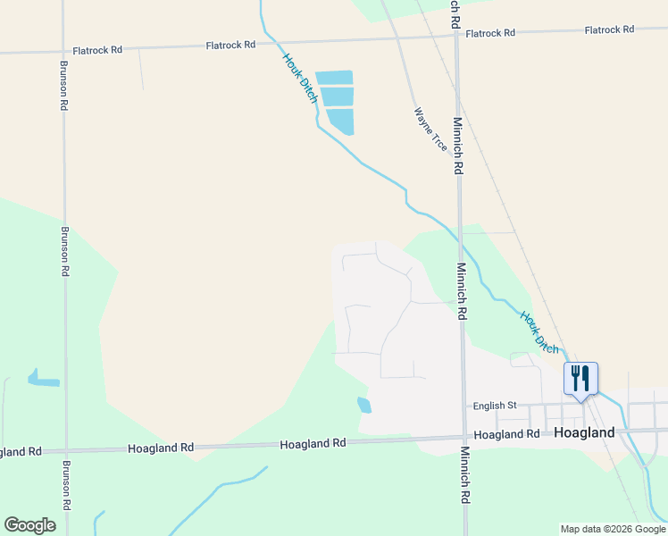 map of restaurants, bars, coffee shops, grocery stores, and more near 14215 Spotted Hawk Cove in Hoagland