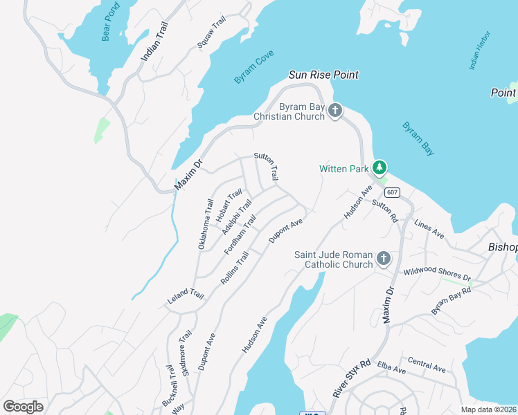 map of restaurants, bars, coffee shops, grocery stores, and more near 44 Fordham Trail in Hopatcong