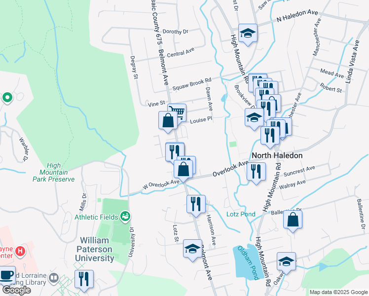 map of restaurants, bars, coffee shops, grocery stores, and more near 920 Belmont Avenue in North Haledon
