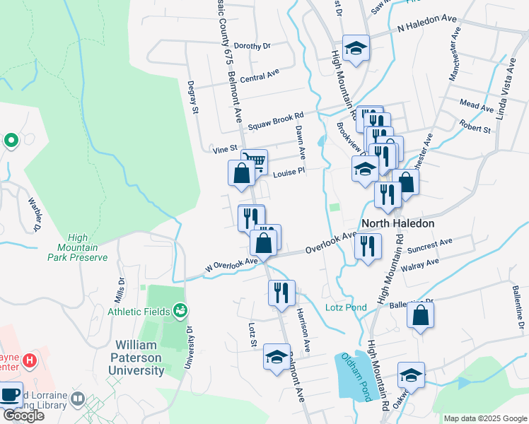 map of restaurants, bars, coffee shops, grocery stores, and more near 920 Belmont Avenue in North Haledon