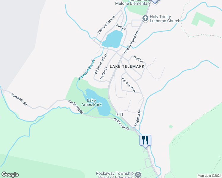 map of restaurants, bars, coffee shops, grocery stores, and more near 430 Green Pond Road in Rockaway