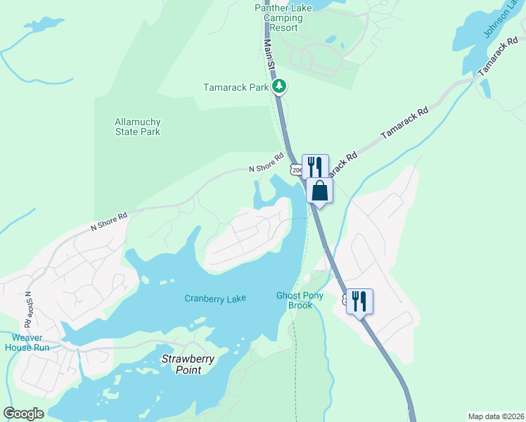 map of restaurants, bars, coffee shops, grocery stores, and more near 4 North Shore Trail East in Byram Township