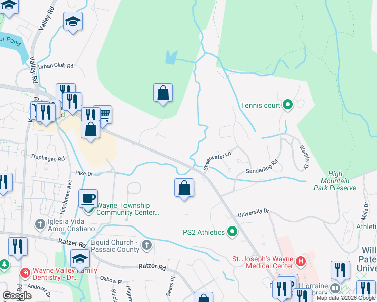 map of restaurants, bars, coffee shops, grocery stores, and more near 502 Hamburg Turnpike in Wayne