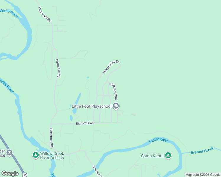 map of restaurants, bars, coffee shops, grocery stores, and more near 457 Sunset Lane in Willow Creek