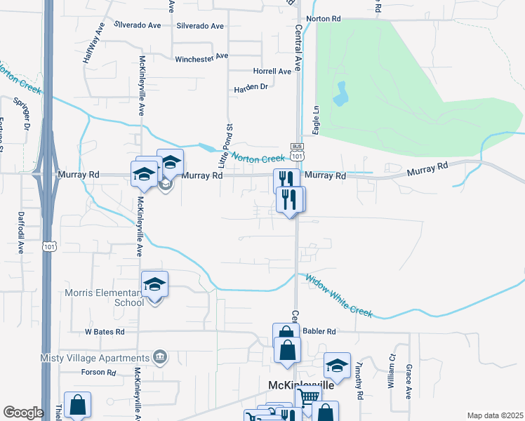 map of restaurants, bars, coffee shops, grocery stores, and more near 1511 Reasor Road in McKinleyville