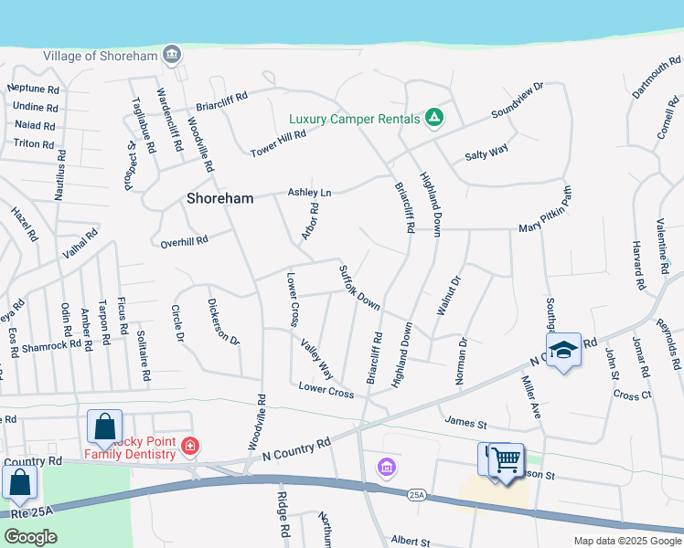 map of restaurants, bars, coffee shops, grocery stores, and more near 18 Suffolk Down in Shoreham