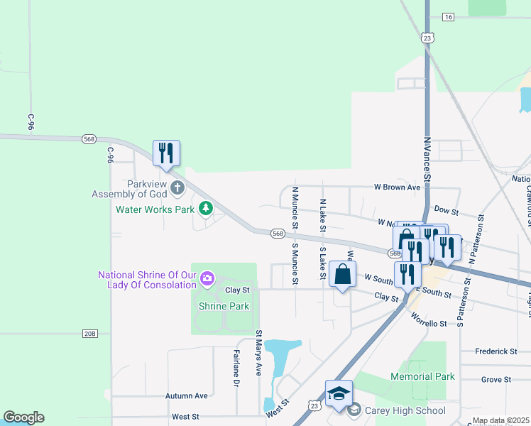 map of restaurants, bars, coffee shops, grocery stores, and more near 4 Orchard Court in Carey