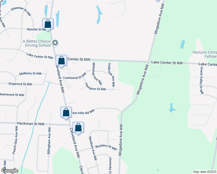 map of restaurants, bars, coffee shops, grocery stores, and more near 3105 Hampton Street Northwest in Uniontown