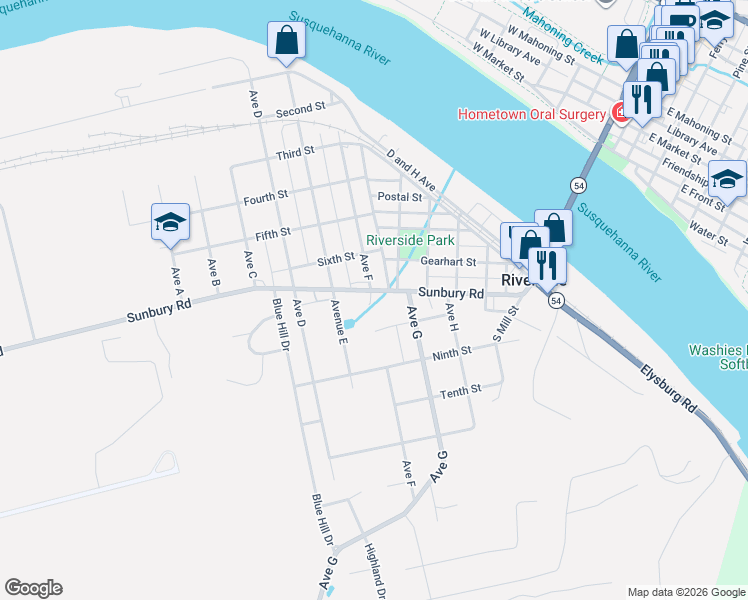 map of restaurants, bars, coffee shops, grocery stores, and more near 166-188 West 8th Street in Riverside