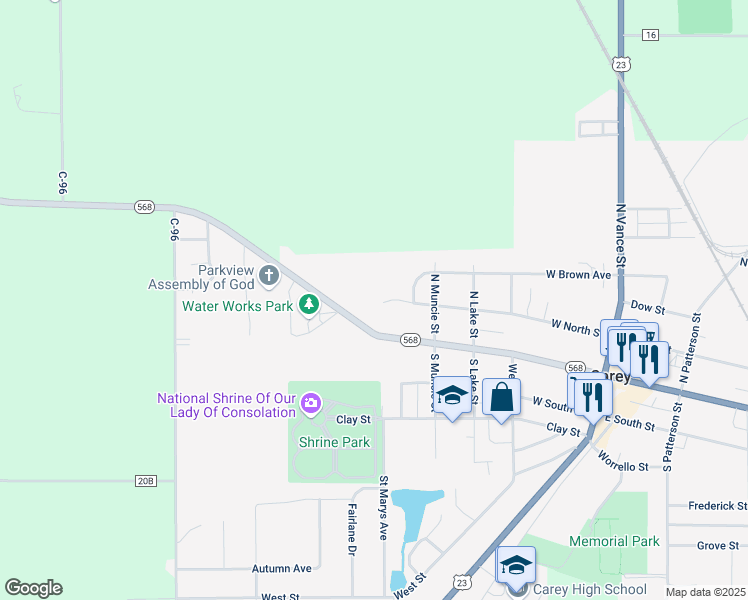 map of restaurants, bars, coffee shops, grocery stores, and more near 4 Orchard Court in Carey