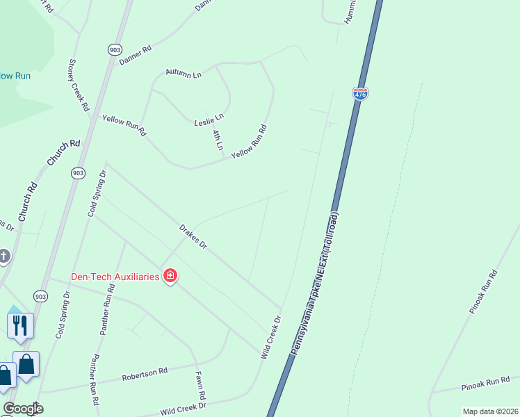 map of restaurants, bars, coffee shops, grocery stores, and more near 595-599 Engler Ln in Jim Thorpe