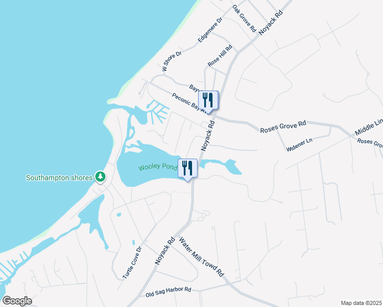 map of restaurants, bars, coffee shops, grocery stores, and more near 28 Kendalls Lane in Southampton
