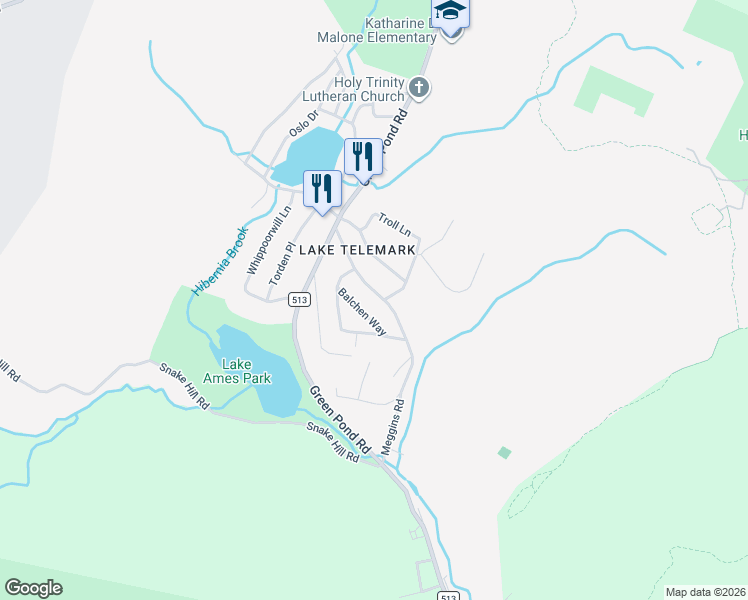 map of restaurants, bars, coffee shops, grocery stores, and more near 3 Balchen Way in Rockaway