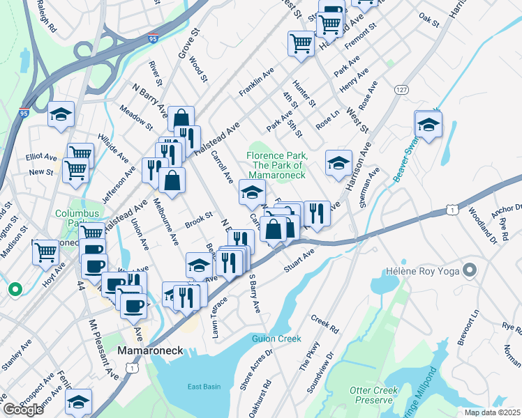 map of restaurants, bars, coffee shops, grocery stores, and more near 312 Wagner Avenue in Mamaroneck