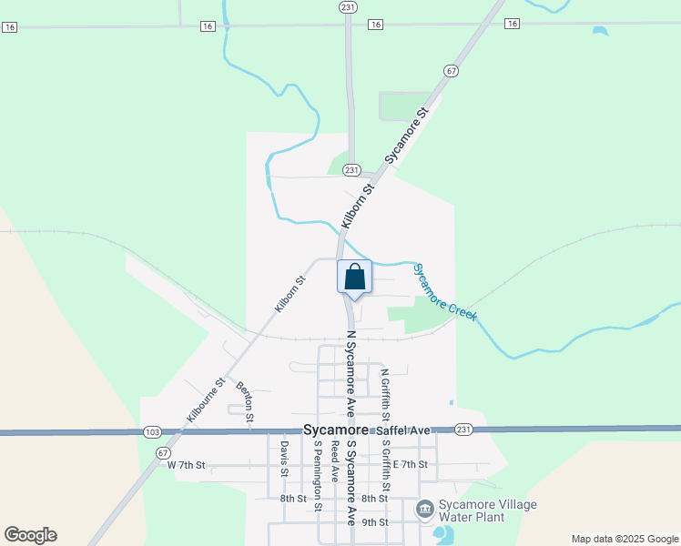 map of restaurants, bars, coffee shops, grocery stores, and more near 605 Highway 231 in Sycamore