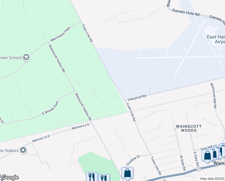 map of restaurants, bars, coffee shops, grocery stores, and more near 22 Dawnwood Lane in Sagaponack