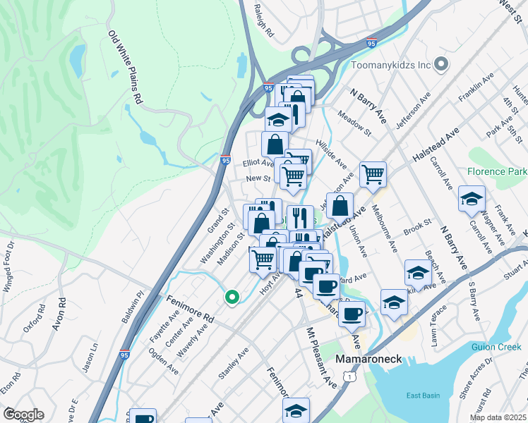map of restaurants, bars, coffee shops, grocery stores, and more near in Mamaroneck