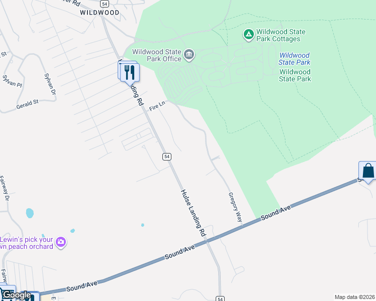 map of restaurants, bars, coffee shops, grocery stores, and more near 177 Gregory Way in Calverton