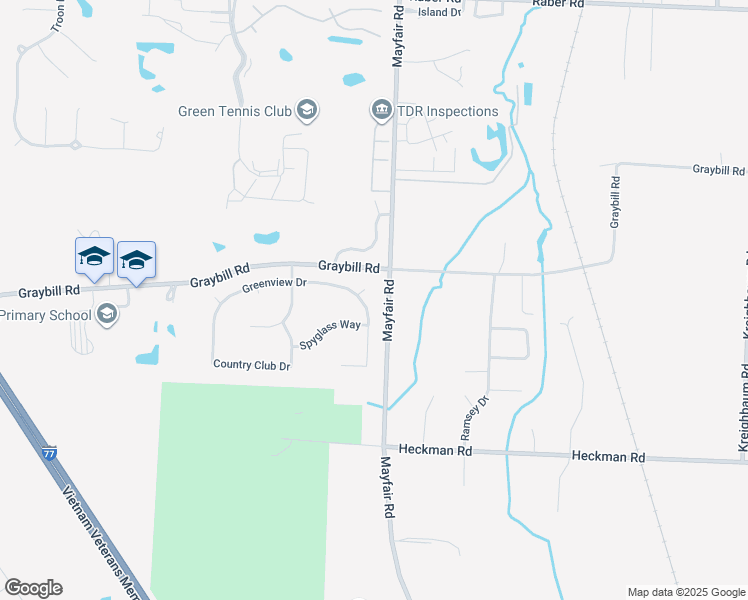 map of restaurants, bars, coffee shops, grocery stores, and more near 2543 Greenview Drive in Uniontown