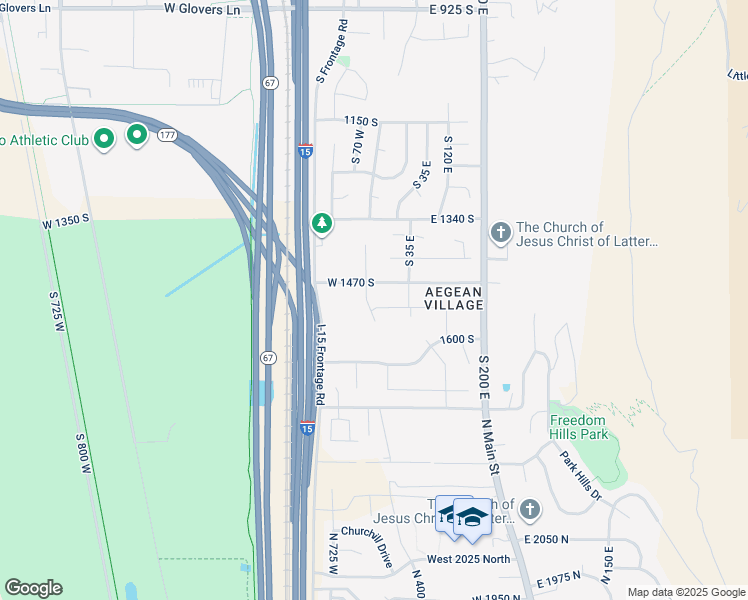 map of restaurants, bars, coffee shops, grocery stores, and more near 19 East 1500 South in Farmington
