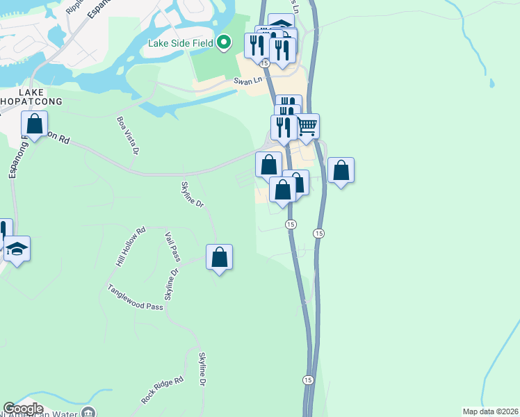 map of restaurants, bars, coffee shops, grocery stores, and more near 680 New Jersey 15 in Jefferson