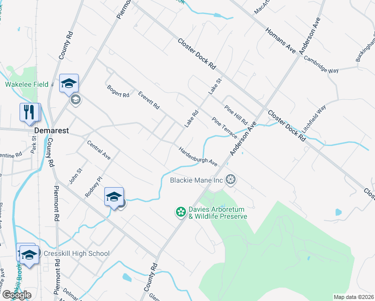 map of restaurants, bars, coffee shops, grocery stores, and more near 292 Hardenburgh Avenue in Demarest