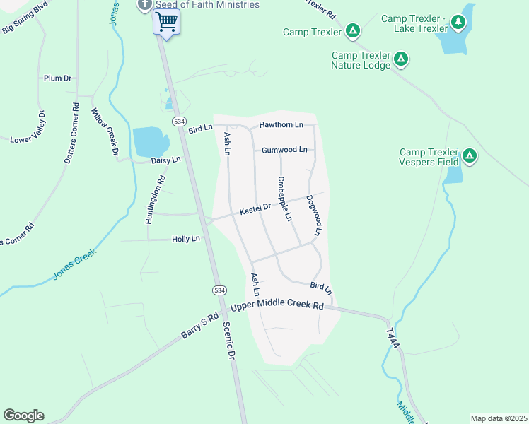 map of restaurants, bars, coffee shops, grocery stores, and more near 188 Bird Lane in Kunkletown