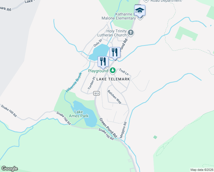 map of restaurants, bars, coffee shops, grocery stores, and more near 2 Lindberg Trail in Rockaway Township