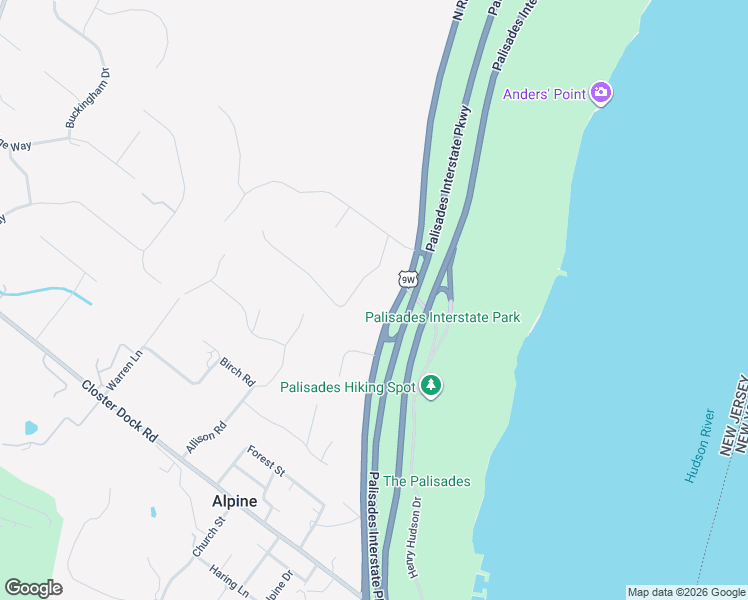 map of restaurants, bars, coffee shops, grocery stores, and more near 32 Schaffer Road in Alpine